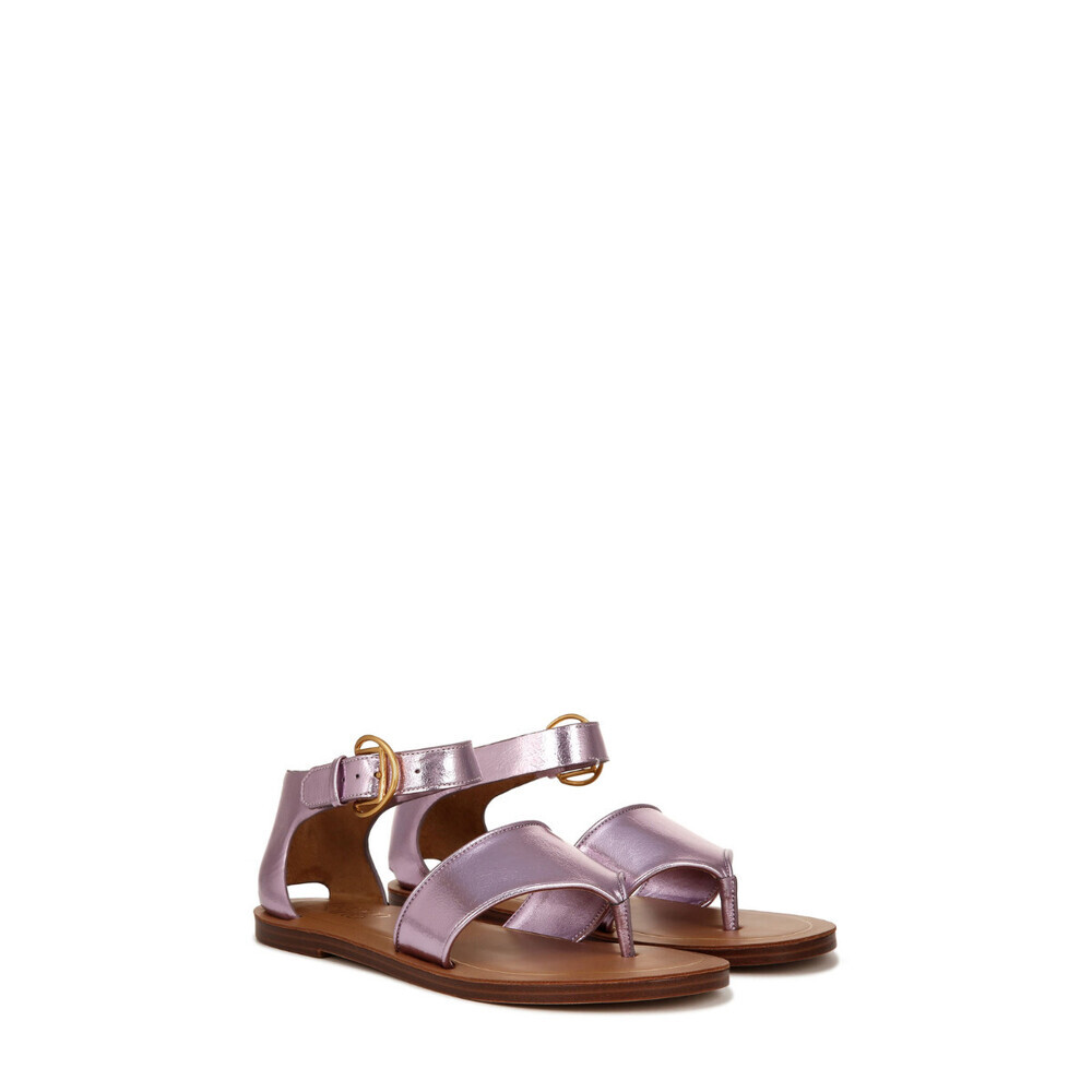 Franco Sarto Ruth Thong Women's US 7 Metallic Pink Ankle Strap Sandals GAL1179